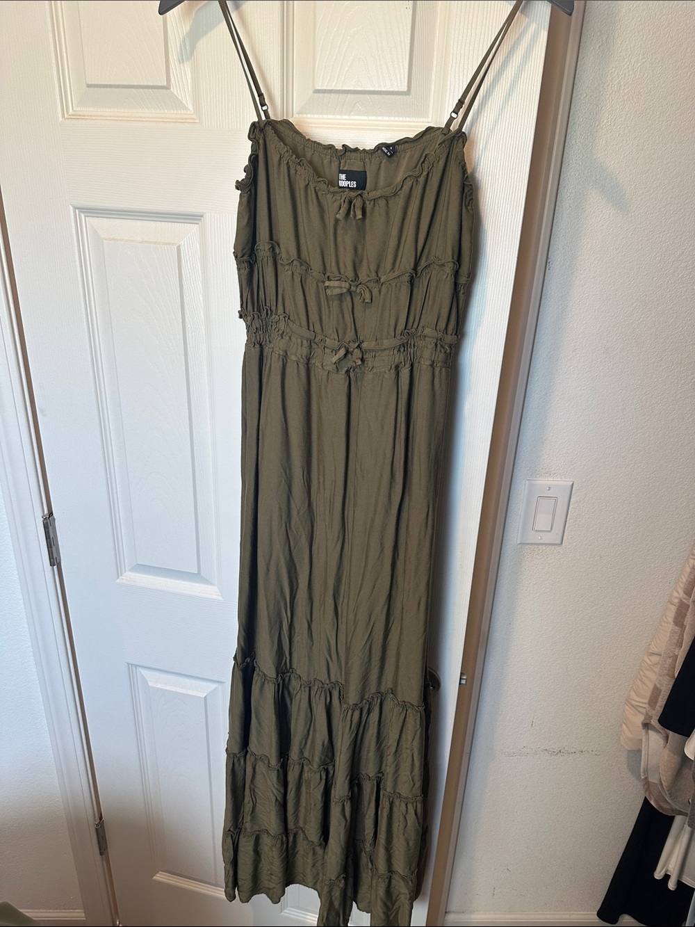 The Kooples Olive Green Tiered Maxi Dress